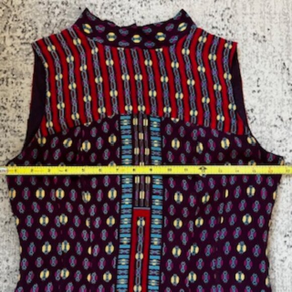 Nanette Lepore Boho Geometric Sleeveless Silk Dress Women's 2 - Picture 3 of 9